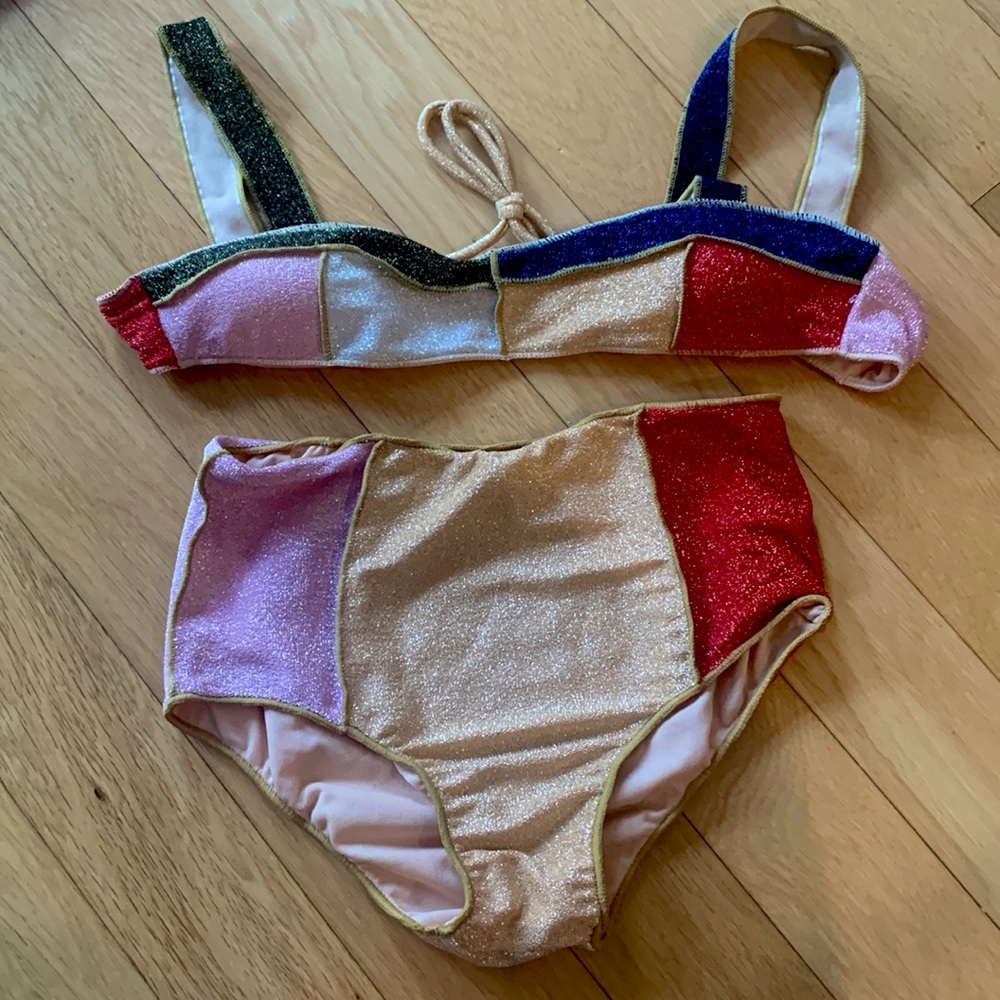 SHEIN color block high waisted bikini size S. Runs very small. Never been worn